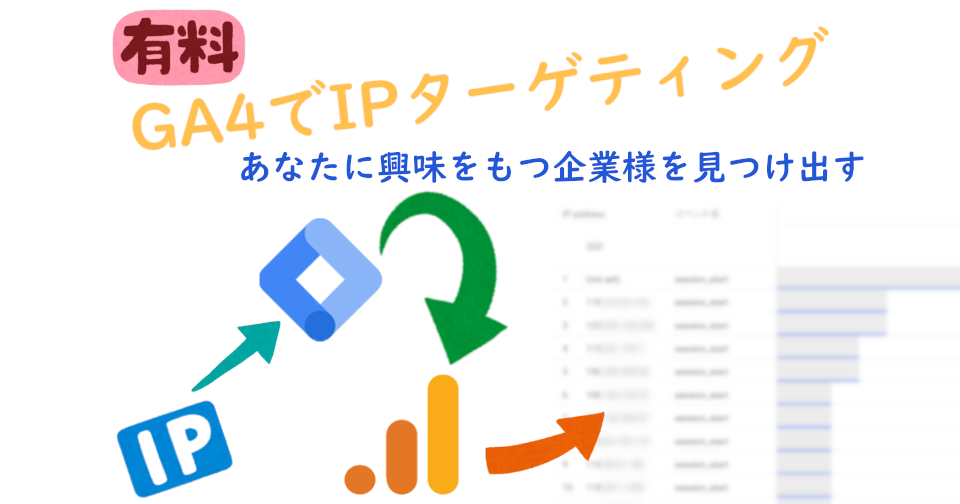 GA4：GoogleアナリティクスでIPターゲティング｜GA4を用いたインサイドセールス手法、あなたに興味をもつ企業様を見つけ出す